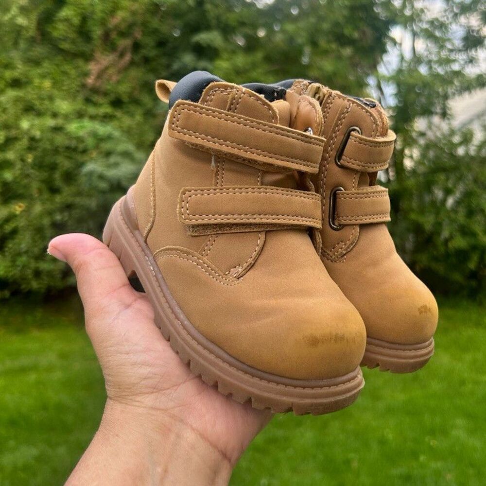 Wonder Nation Baby/Toddler Brown Ankle Bootie Hook & Loop Zipper Size 6